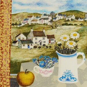 BRENDA KING: "Les Marguerittes". Original Farblithographie. Vom Künstler mit Bleistift signiert. Handnummerierte limitierte Auflage. Naive Kunst.