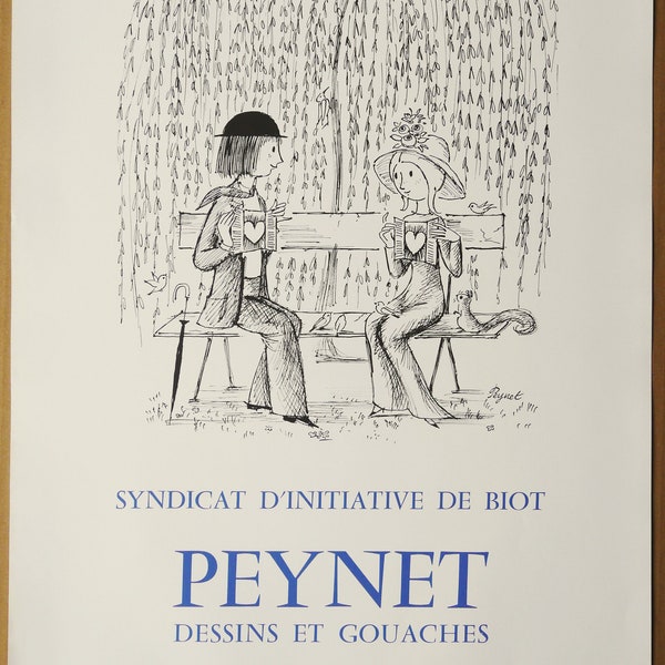 RAYMOND PEYNET, Original Exhibition Poster, France, 1976. Peynet Lovers.