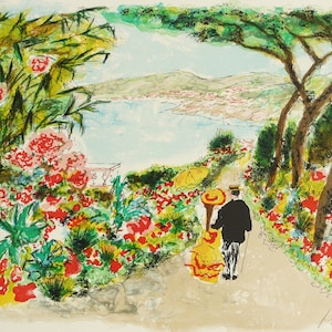 URBAIN HUCHET: „French Riviera”. Oryginalna kolorowa litografia. Podpisana ołówkiem przez artystę. Ręcznie numerowana edycja limitowana.