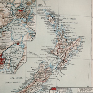1897 年ニュージーランドのアンティーク地図。オセアニア。127 年前の地図。