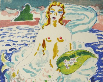 KEES VAN DONGEN: "Les femmes serpentines". Original Woodcut published in 1955. Fauvism Art.
