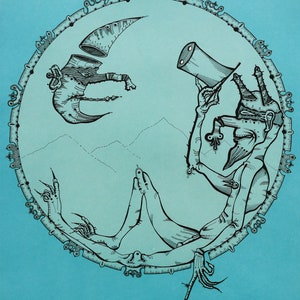 JOAN PONC: Original Lithograph Exhibition Poster for René Métras gallery, Barcelona, 1972. Surrealist Art. Surrealism.
