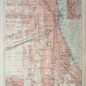 1897 Plan de la ville de CHICAGO. Plan de la ville vieux de 128 ans.