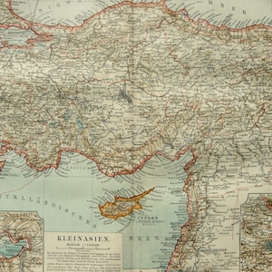 1897 Antique map of TURKEY. OTTOMAN EMPIRE. Turkish Empire. Istanbul. 127 years old chart