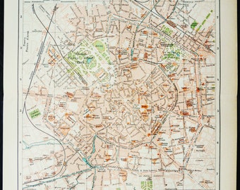 1895年製イタリア・ミラノのアンティーク地図。ミラノ。イタリア。131
