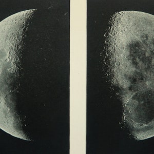 1897 Antique celestial print of THE MOON. Moon Craters. Lunar Craters. Astronomy. 127 years old engraving.