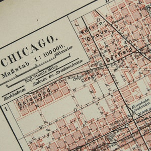 1897 Plan de la ville antique de CHICAGO. Plan de la ville vieux de 127 ans.