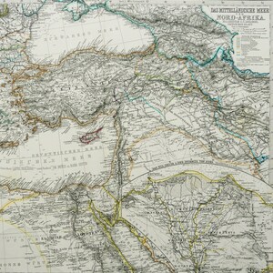 1880 Antique Physical Map of TURKEY. OTTOMAN EMPIRE. Turkish Empire ...