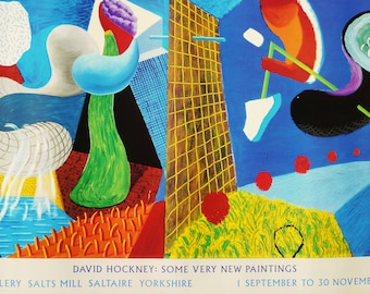 DAVID HOCKNEY: "The Andere Side" Originales Ausstellungsplakat für Galerie Salts Mill, 1993. Pop Art. Hiperrealismus. Zeitgenössische Kunst.