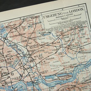 1897 年、イギリス、ロンドンのアンティーク市街地図。127 年前の市街地図。