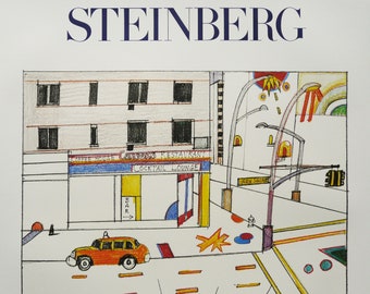 SAUL STEINBERG. Original Exhibition Poster for Galerie Maeght, Paris, 1982.