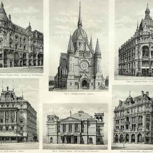 1897 Antieke prent van BERLIJN, HISTORISCHE GEBOUWEN. Berliner architectuur. Barokke architectuur. Gravure van 127 jaar oud.