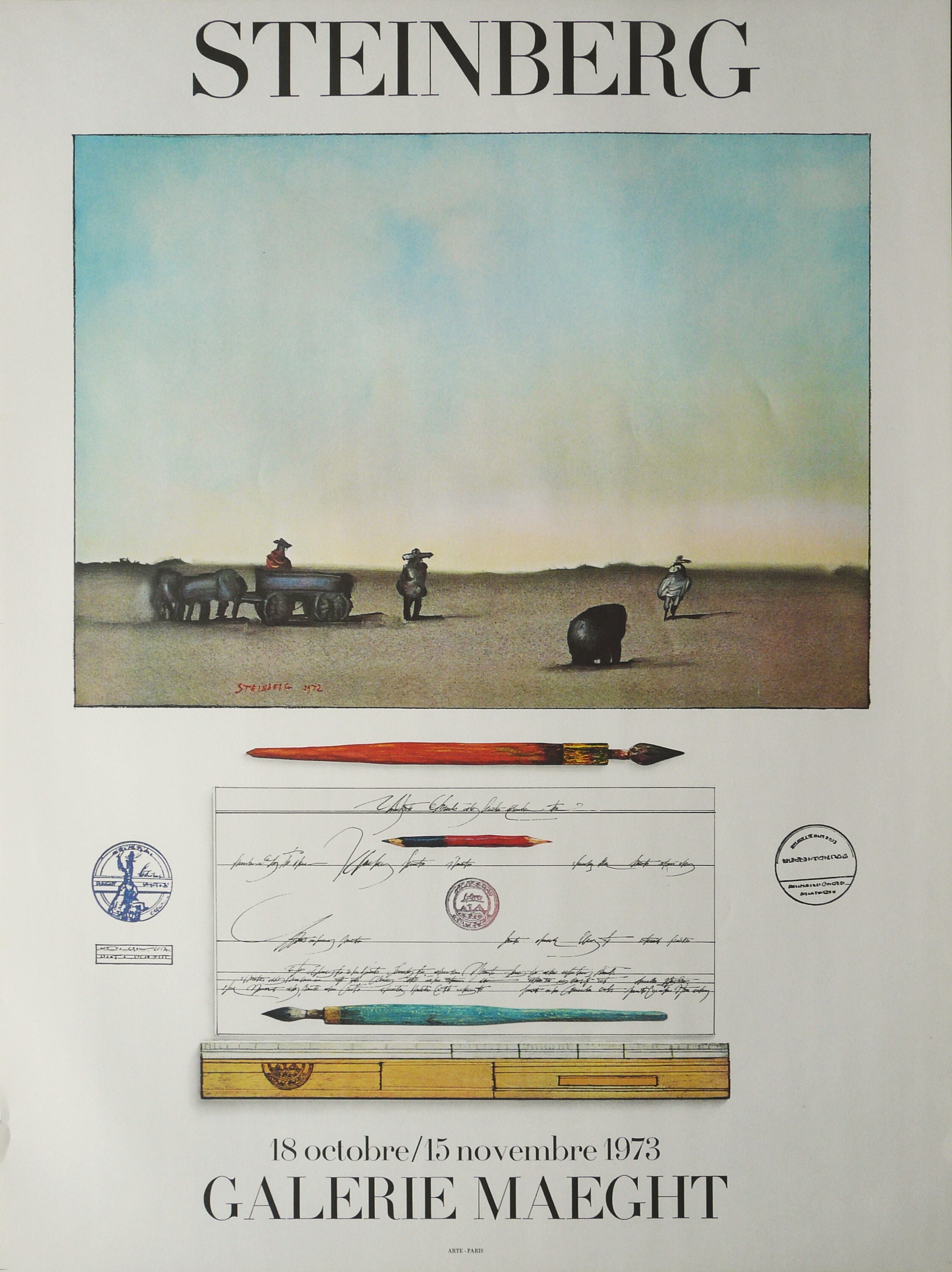 ソール・スタインバーグ：クレヨン 1973。1973年、パリのマーグ画廊で