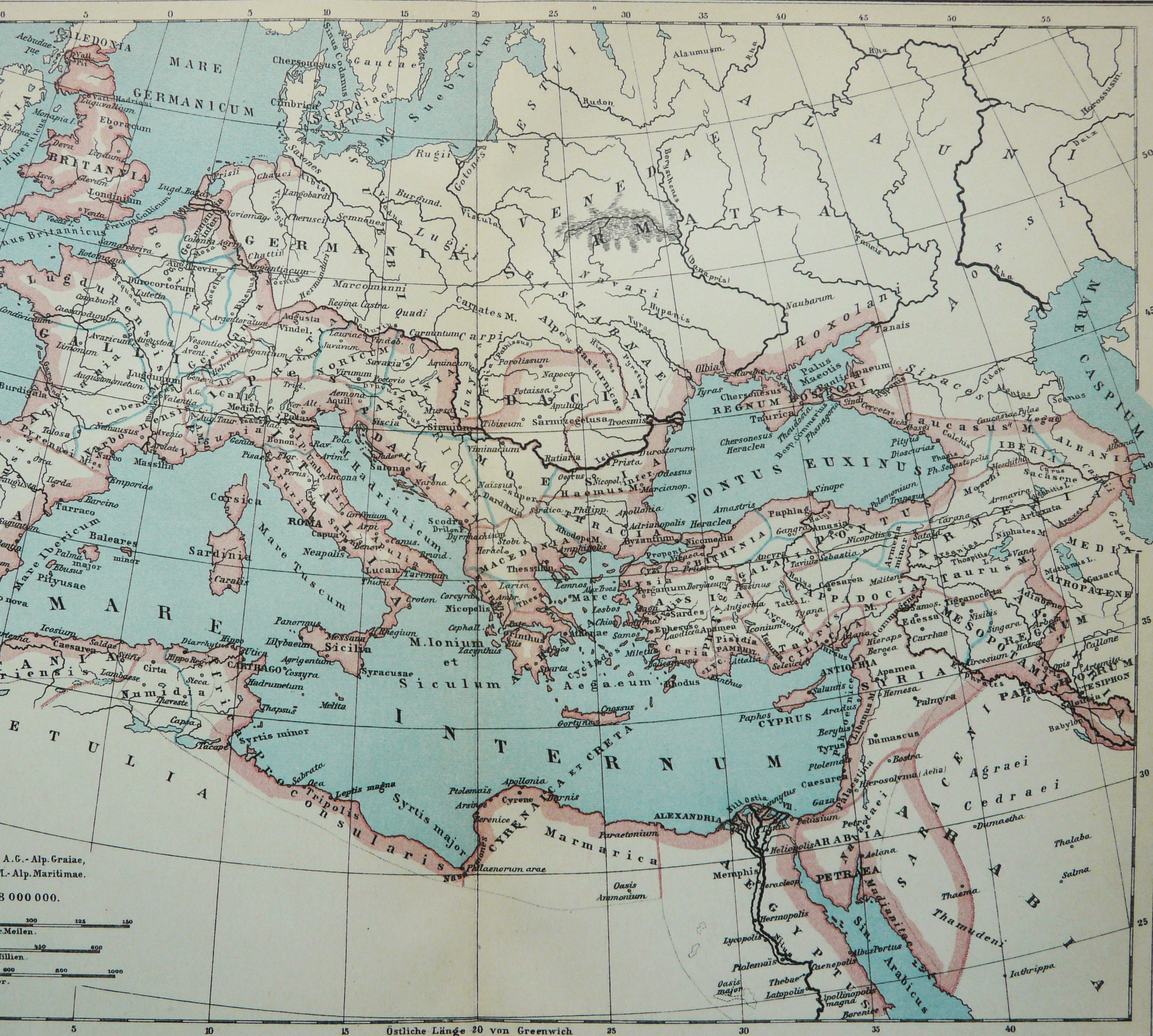 1895 Antique Map of THE ROMAN EMPIRE. Ancient Rome. 128 Years - Etsy