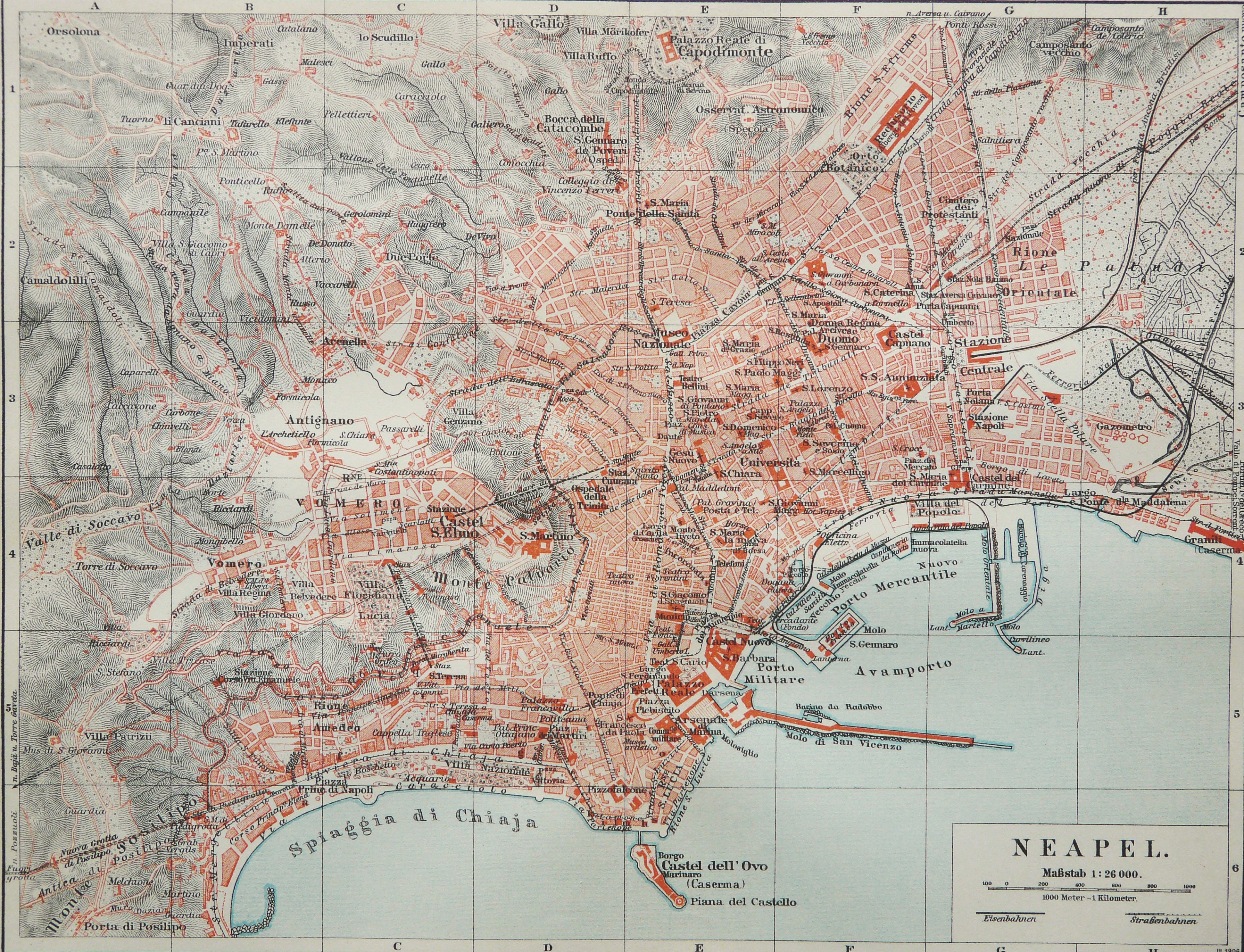 Napels Maps 1897 Antique City Map of NAPLES, CAMPANIA, ITALY. Italia. 129 Years Old ...