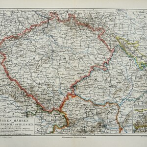 1897 Antique Map of BOHEMIA and MORAVIA. SILESIA. Czech - Etsy