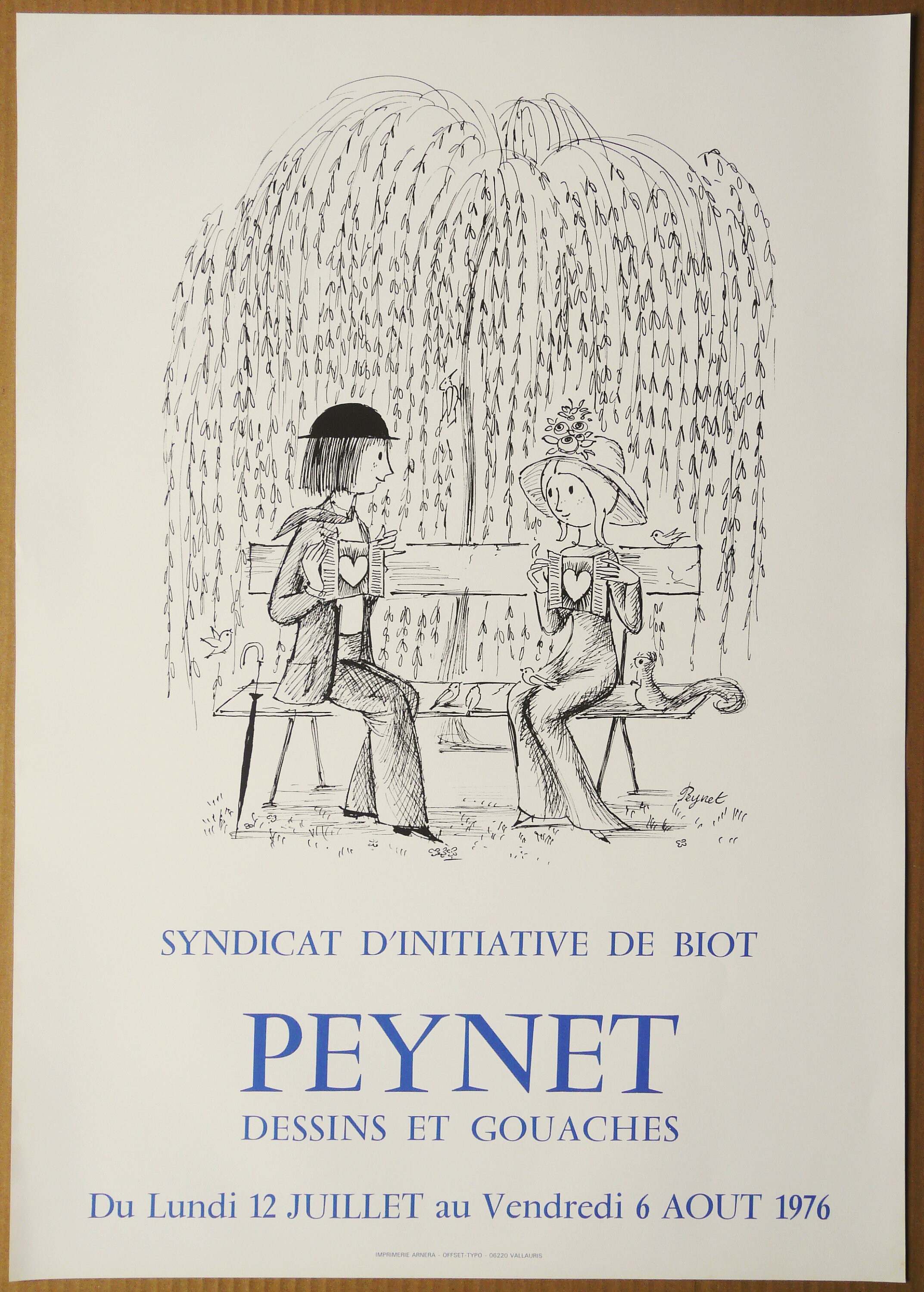 RAYMOND PEYNET, Original Exhibition Poster, France, 1976. Peynet