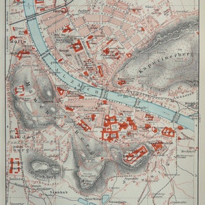 1897 Antique City Map of SALZBURG, AUSTRIA. 127 Years Old Print. - Etsy