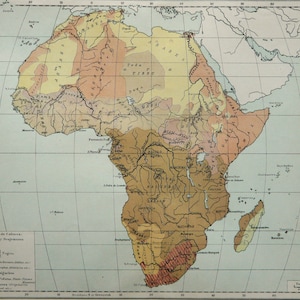 1900 年アンティークのアフリカ民族地図。民族誌。アフリカの人々と部族。植民地時代。地理。人類学。124 年前の地図。
