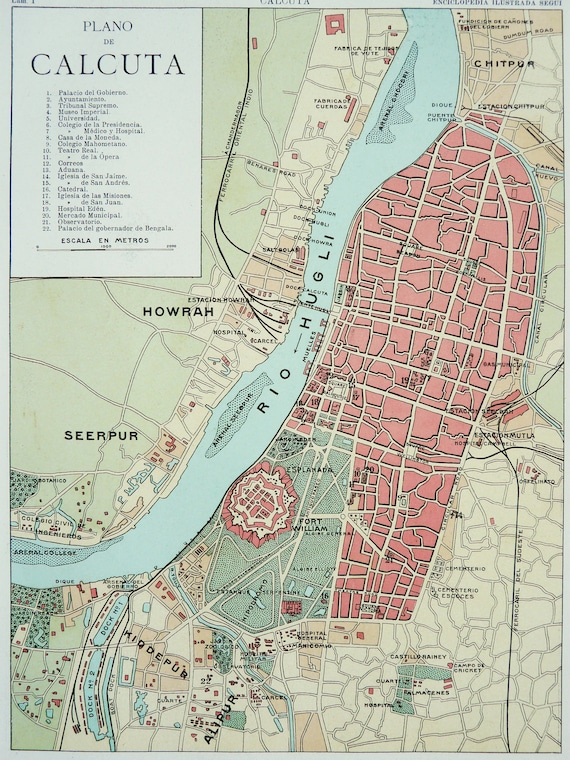Buy 1900 Antique City Map of KOLKATA, INDIA. Calcutta. 123 Years Old Chart  Online in India - Etsy