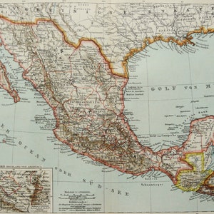 1895 Antique Map of MEXICO CENTRAL - Il 300x300.4335253944 7wjh