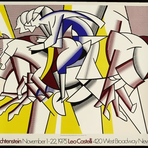 ROY LICHTENSTEIN: "El jinete rojo", cartel original de la exposición para la galería Leo Castelli, Nueva York, 1975. Pop Art.