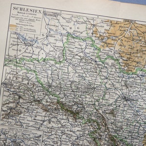 1897 シレジアの古地図。ポーランド、チェコ共和国、ドイツ。127 年前の地図