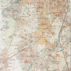 1897 Antieke stadskaart van BERLIJN, DUITSLAND. 127 jaar oude stadsplattegrond.
