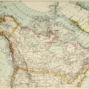 1895 年カナダとアラスカのアンティーク地図。イギリス領北アメリカ。129 年前の地図