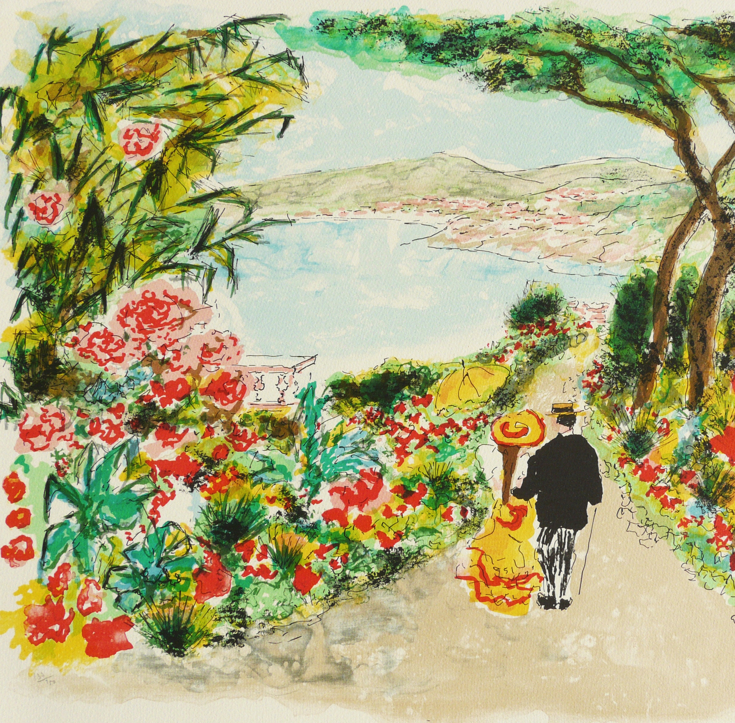 point リトグラフ　Boca HUCHET URBAN Urbain Tertre du Place La : Lithograph Original : HUCHET 版画