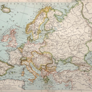 1895 年のヨーロッパの古い政治地図。ドイツ帝国、オーストリア ハンガリー帝国、セルビア、ボスニア、オスマン帝国... 130 年前の地図。