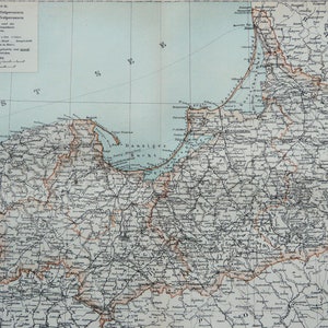 1895 Antique map of PRUSSIA. GERMAN EMPIRE. Germany. 127 years old chart