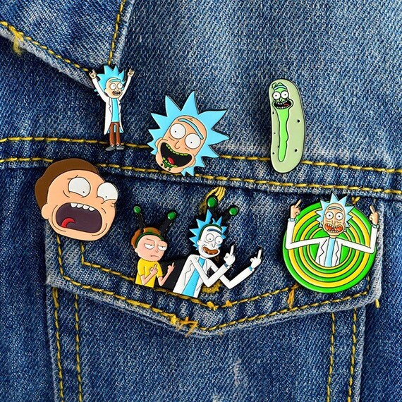 Mad Scientist RICK AND MORTY Enamel Pins Anime Cosmic Cartoon - Etsy