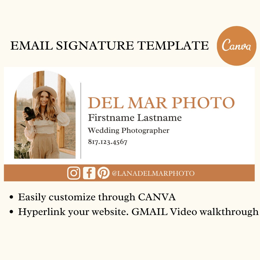 Email Signature Template Canva with GMAIL video instruction Etsy