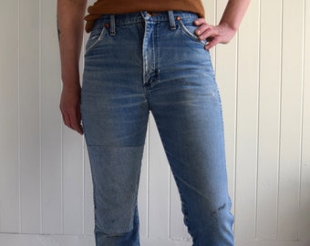 Vintage Wrangler 1980s Denim Pants Jeans Streetwear Fashion Bottoms Trousers Brand Logo Patch Retro Style