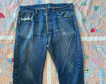 Vintage 1960's/1970's Levis Selvedge Redline Denim Blue Jeans W38 L 27
