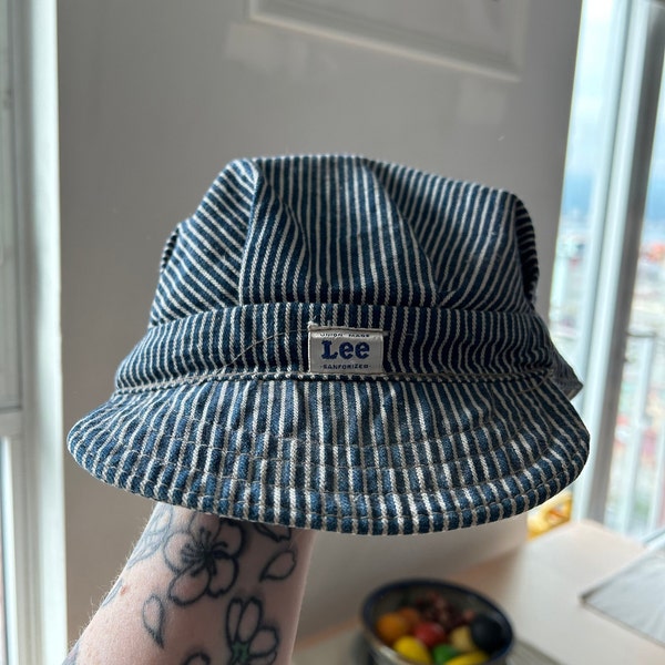 Vintage "Lee" Sanforized Hickory Striped Conductors Hat