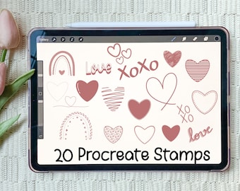 20 Procreate Valentine’s Day Stamps | Procreate Stamps Brush | Heart Procreate Stamps | Procreate Brushes