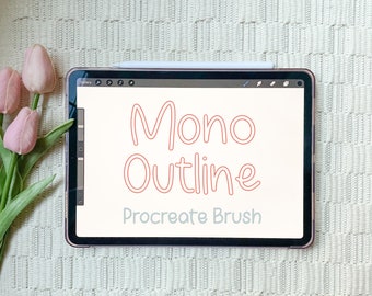 Outline Procreate Brush | Lettering Brush | Mono Outline Procreate Brush | Monoline Brush | Calligraphy Brush | Procreate Brush