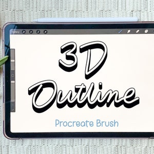 3D Outline Procreate Brush | Lettering Brush | Procreate Brushes | Calligraphy Brush | Digital Brush | Outline Monoline Brush