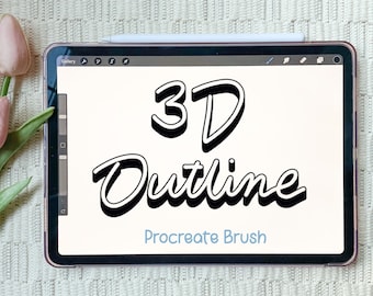 3D Outline Procreate Brush | Lettering Brush | Procreate Brushes | Calligraphy Brush | Digital Brush | Outline Monoline Brush