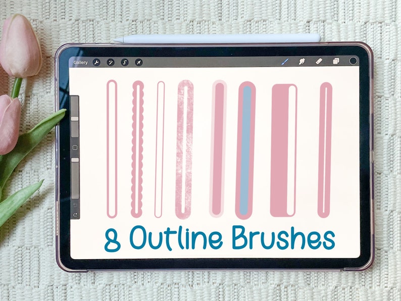 Outline Brush Set Procreate Brush Set 3D Outline Brush Lettering Procreate Brush Procreate Brushes image 1