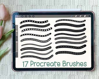 17 Procreate Brushes | Border Brush Set | Lettering Procreate Brush | Monoline Brush | Procreate Brushes