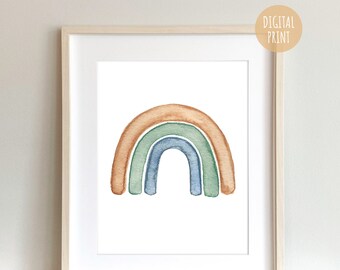 8x10-11x14 ISLAND WATERCOLOUR RAINBOW | Digital Nursery Art Print