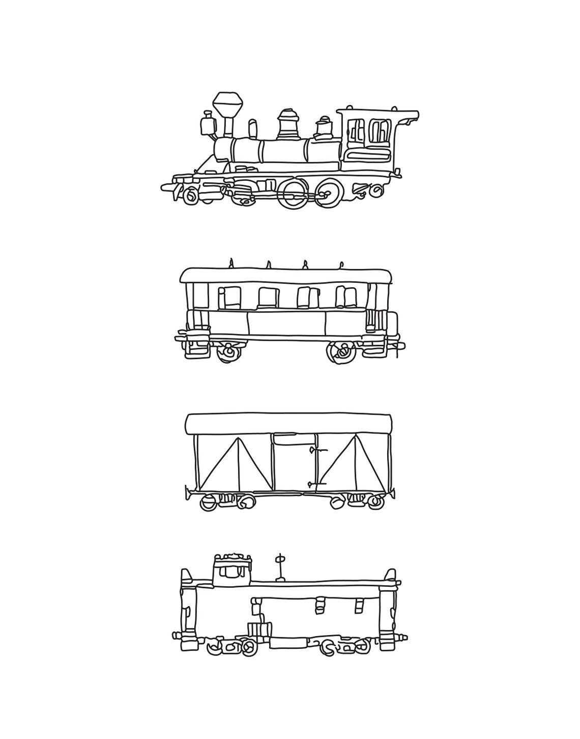 Steam Train Contour Line Drawing Minimalist Digital Art Etsy UK
