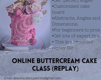 Learn to decorate a 6" cake with buttercream •Online cake making class replay file • Learn from a pro cake artist.