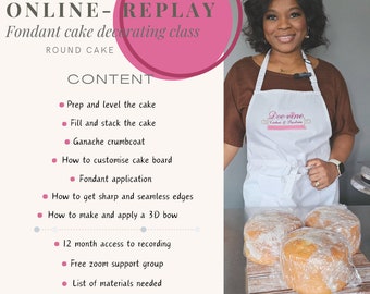 Online Fondant round cake decorating class (recorded video)