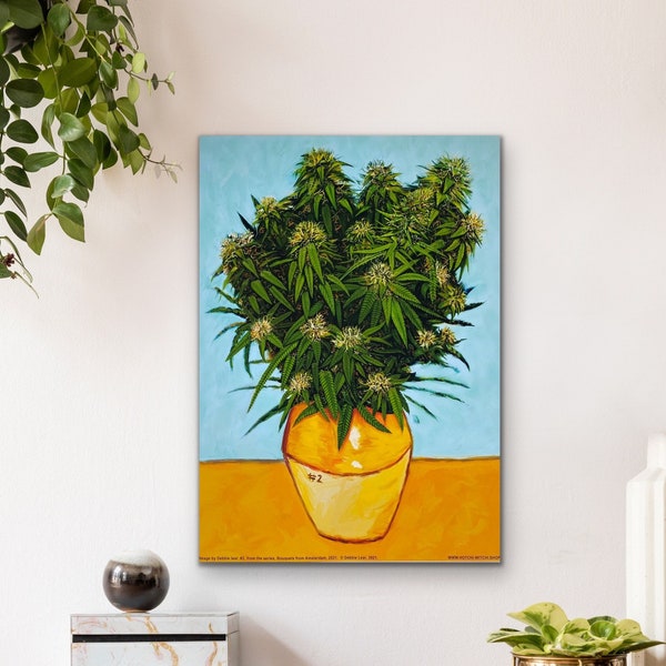 Cannabis sativa. Impression d'art signée : A Bouquet from Amsterdam, n° 2. (Pour Vincent) par Debbie Lear. 2021. Une exclusivité Hotchi-Witchi.