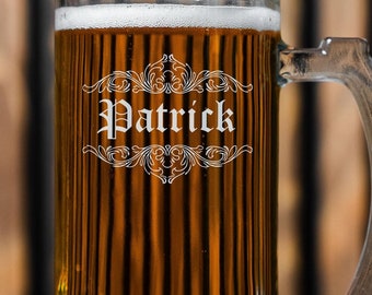 Custom Name Beer Mug - Personalized Engraved Glass, Gift for Him/Her, Unique Monogrammed Drinkware, Customizable Mug