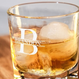 Personalized Monogram Whiskey Glass: Custom Groomsman Gift